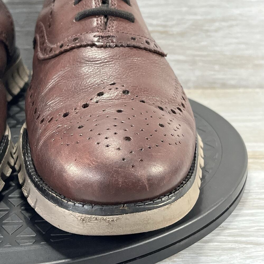 Cole Haan Men’s ZEROGRAND Brown Leather Wingtip Oxfords Size 10.5 - Picture 3 of 11